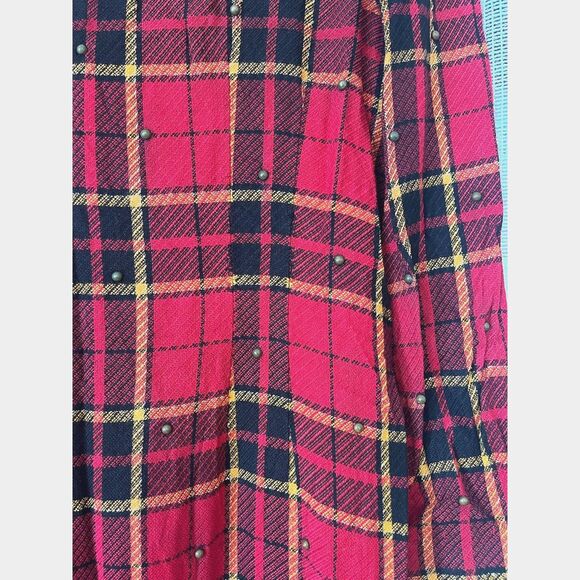 Geary Roark Kamisato vintage red plaid drop waist studded mini dress - Picture 5 of 5